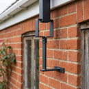 Adjustable Aluminium Pipe Clip 72×72mm – Flush Joint Downpipe — RAL 7021 (in use)