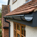 Half Round Gutter Sample – Aluminium — RAL 7016 (in use)