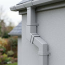 Flush Joint Aluminium Downpipe Bend 72x72mm — RAL 7035 / 92.5 Degrees (in use)