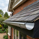 Aluminium Gutter Sample - Standard Profile — RAL 9006 (in use)