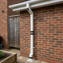 76mm Diameter Flush Joint Adjustable Swanneck Downpipe — RAL 9010 (in use)