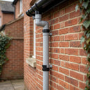 76mm Diameter Flush Joint Adjustable Swanneck Downpipe — RAL 7035 (in use)
