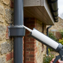 380ml Grey Silicone Sealant for Rainwater Pipe Joints — RAL 9016 (in use)