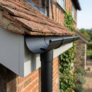 Half Round Aluminium Gutter Outlet 76mm – Marine Grade — Textured Black (in use)
