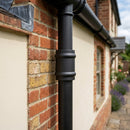 Traditional Aluminium Downpipe Socket 63mm Dia Non-Eared — Textured Black (in use)