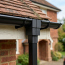 72x72mm Aluminium Gutter Outlet Spigot Extender — Textured Black (in use)