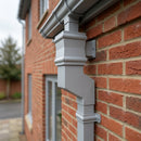 Traditional Aluminium Downpipe Bends 72x72mm – 92.5° & 112.5° — RAL 7035 / 92.5 Degrees (in use)