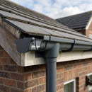 Moulded Ogee Gutter Outlet 76mm Diameter 125 x 100mm — RAL 7016 (in use)