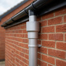 76mm Ø Outlet to Downpipe Length Connector — RAL 9006 (in use)