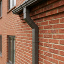 Flush Joint Adjustable Swanneck 72x72mm Aluminium Downpipe — RAL 7022 (in use)