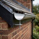 130mm Rise and Fall Gutter Bracket for Deepflow Aluminium System — RAL 9006 (in use)