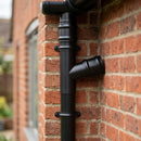 Traditional Aluminium Downpipe Branch 76mm Diameter — RAL 9005 / 112.5 Degrees (in use)