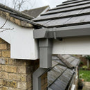 72x72mm Aluminium Gutter Outlet Spigot Extender — RAL 7036 (in use)