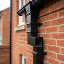 Traditional Aluminium Downpipe Bends 72x72mm – 92.5° & 112.5° — Textured Black / 92.5 Degrees (in use)