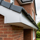 Aluminium Fascia Board Sample — RAL 9006 / 'V' Return (in use)