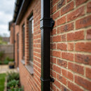 Traditional Aluminium Downpipe 72x72mm x 3m Eared Socket — RAL 9005 (in use)