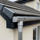 76mm Aluminium Gutter Outlet Spigot Extender — RAL 9006 (in use)