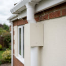Aluminium Downpipe Access Plate 72x72mm — RAL 9010 (in use)