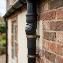 Traditional Adjustable Swanneck 76mm Dia Downpipe Connector — Textured Black (in use)