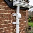 76mm Aluminium Downpipe Clip – Flush Joint — RAL 9016 (in use)