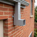 Flush Joint Aluminium Downpipe Bend 72x72mm — RAL 7036 / 92.5 Degrees (in use)
