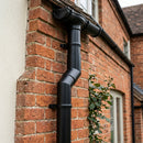 76mm Diameter Flush Joint Aluminium Downpipe Bends — RAL 9005 / 112.5 Deg (in use)
