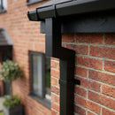 Flush Joint Aluminium Downpipe Bend 72x72mm — RAL 9005 / 92.5 Degrees (in use)
