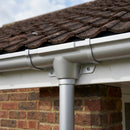 Moulded Ogee Gutter Outlet 76mm Diameter 125 x 100mm — RAL 9006 (in use)