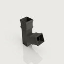 72x72mm Traditional Square Aluminium Downpipe Branches — RAL 7022 / 112.5 Degrees