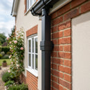 Flush Joint Internal Jointer 72x72mm Aluminium Downpipe — RAL 7021 (in use)