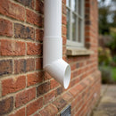 63mm Diameter Flush Joint Aluminium Downpipe Shoe — RAL 9010 (in use)