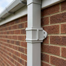 Traditional Downpipe Spare Socket Eared 72x72mm Aluminium — RAL 7035 (in use)