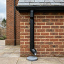 76mm Diameter Flush Joint Aluminium Downpipe Shoe — RAL 9005 (in use)