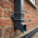 Traditional Aluminium Downpipe Shoe 72x72mm — RAL 7016 (in use)