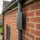 76mm Diameter Aluminium Downpipe Access Plate — RAL 7022 (in use)