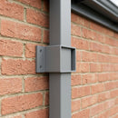 Aluminium Downpipe Clip 72×72mm Flush Joint — RAL 7037 (in use)