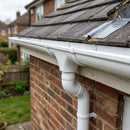 Deepflow Aluminium Gutter Outlet 63mm Dia – 130mm — RAL 9016 (in use)