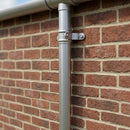 Aluminium Downpipe Length Eared Socket 63mm Dia x 3m — RAL 9006 (in use)