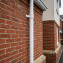 Aluminium Downpipe Length Eared Socket 63mm Dia x 3m — RAL 9016 (in use)