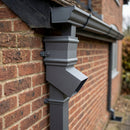 Traditional Aluminium Downpipe Bends 72x72mm – 92.5° & 112.5° — RAL 7037 / 112.5 Degrees (in use)