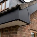 L Return Fascia Board Angle Covers – Aluminium Corner Fascia — Textured Black / 135 Deg External Angle (in use)