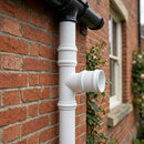 Traditional Aluminium Downpipe Branch 76mm Diameter — RAL 9016 / 112.5 Degrees (in use)