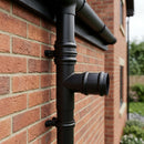 Traditional Aluminium Downpipe Branch 76mm Diameter — RAL 9005 / 92.5 Degrees (in use)