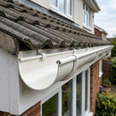 Half Round Gutter Sample – Aluminium — RAL 9010 (in use)