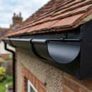 Half Round Gutter Sample – Aluminium — RAL 9005 (in use)