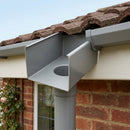 Aluminium Box Gutter Outlet 76mm Dia – 135 x 100mm — RAL 7037 (in use)