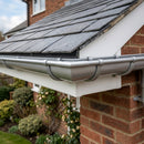 90° Aluminium Gutter Angle 130mm - Marine Grade — RAL 9006 (in use)