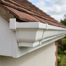 Moulded Ogee Gutter Left Hand Stop End 125 x 100mm — RAL 9010 (in use)