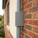 Aluminium Downpipe Access Plate 72x72mm — RAL 7037 (in use)