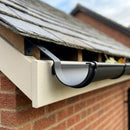 Half Round Aluminium Gutter Top Rafter Bracket 125mm — Textured Black (in use)